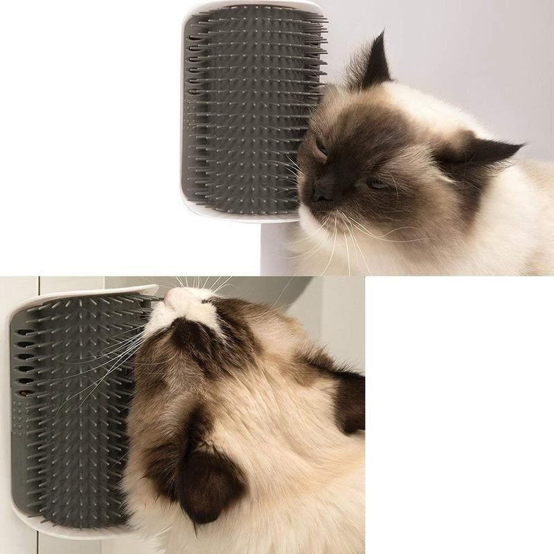 Cat Corner Self Groomer 2-Pack with Catnip, Wall-Mounted Grooming Brush for Dogs and Cats, Gentle Massage, High-Quality Plastic