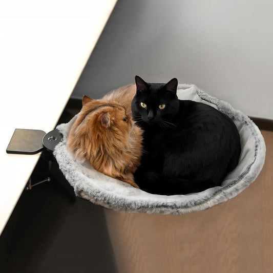 Buttonwoodnest|Cozy Cat Bed,Climbing Tree|Removable Cat Nest with Strong Frame Withstand 30 Pounds,Clip-On Cat Perch with Anti-Slip Pad & Detachable and Washable Plush Bed|For Desk,Windowsill,Bed,Less than 2Inches Thick|Suitable for Cat Lovers with Cats