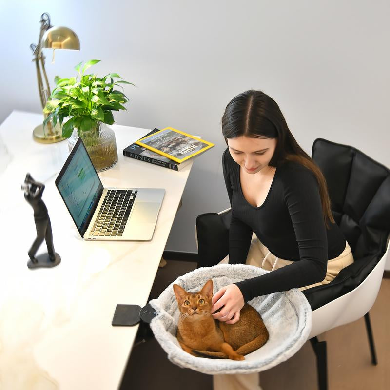 Buttonwoodnest|Cozy Cat Bed,Climbing Tree|Removable Cat Nest with Strong Frame Withstand 30 Pounds,Clip-On Cat Perch with Anti-Slip Pad & Detachable and Washable Plush Bed|For Desk,Windowsill,Bed,Less than 2Inches Thick|Suitable for Cat Lovers with Cats