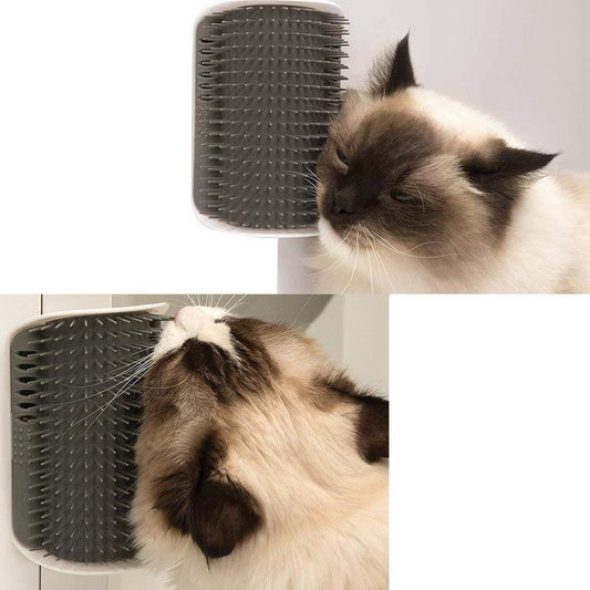 Cat Corner Self Groomer 2-Pack with Catnip, Wall-Mounted Grooming Brush for Dogs and Cats, Gentle Massage, High-Quality Plastic